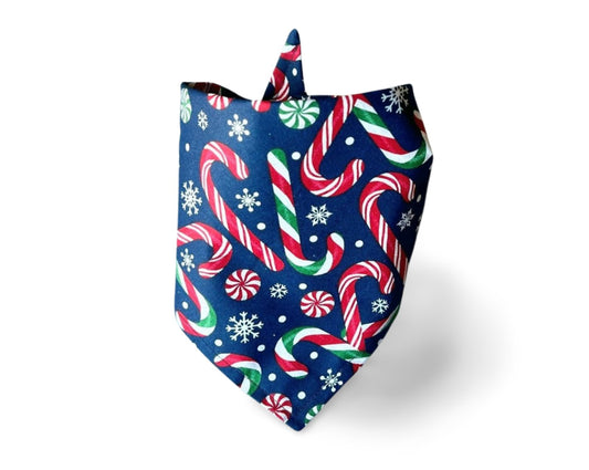 Snap On Candy Cane Dog Bandana - Puppers Bowtique