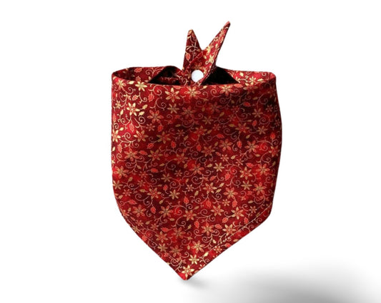 Snap On Christmas Floral Dog Bandana - Puppers Bowtique