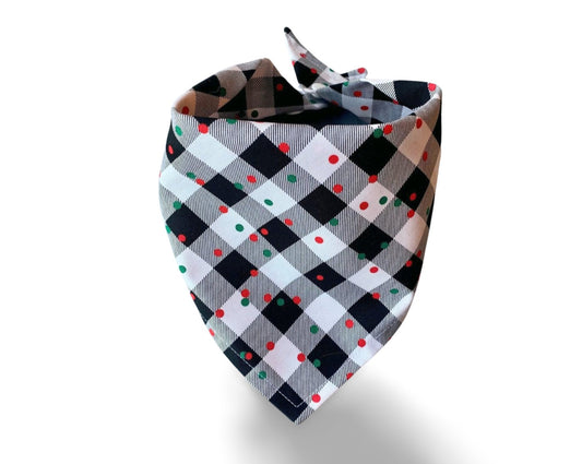 Snap On Christmas Plaid Dog Bandana - Puppers Bowtique