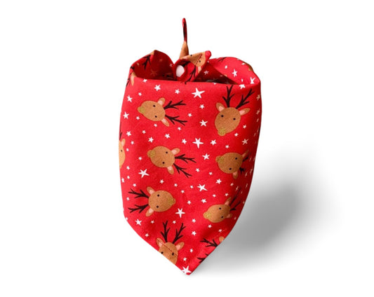 Snap On Christmas Reindeer Dog Bandana - Puppers Bowtique