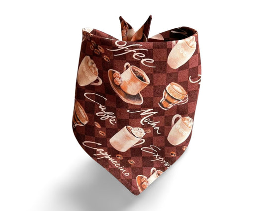 Snap On Coffee, Cappuccino, Mocha, Expresso Dog Bandana - Puppers Bowtique