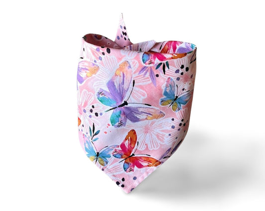 Snap On Colorful Butterflies Dog Bandana - Puppers Bowtique