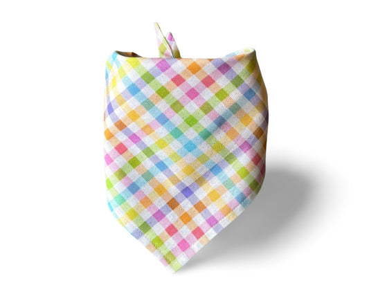 Snap on Easter Colorful Plaid Glitter Dog Bandana - Puppers Bowtique