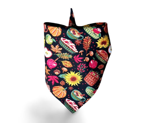 Snap On Fall Feast Plaid Dog Bandana - Puppers Bowtique