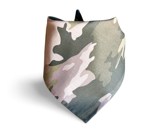 Snap On Grey Green Camouflage Dog Bandana - Puppers Bowtique
