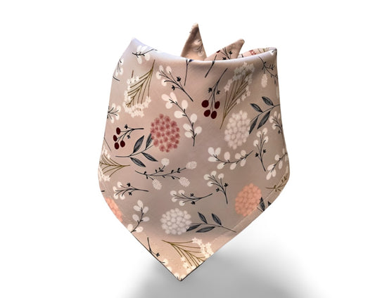 Snap On Grey Wildflowers Dog Bandana - Puppers Bowtique