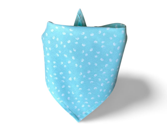 Snap On Light Blue With White Spots Dog Bandana - Puppers Bowtique