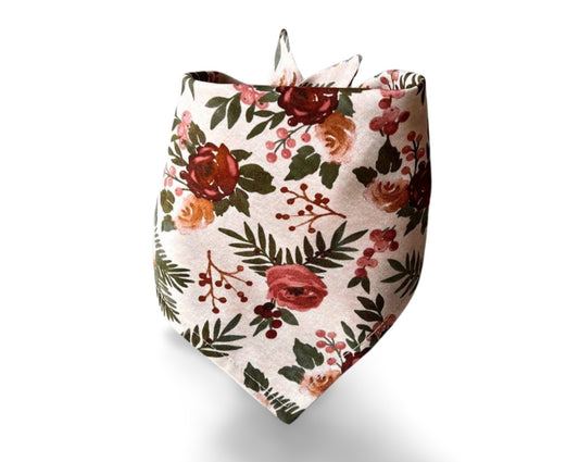 Snap On Mauve Floral Dog Bandana - Puppers Bowtique