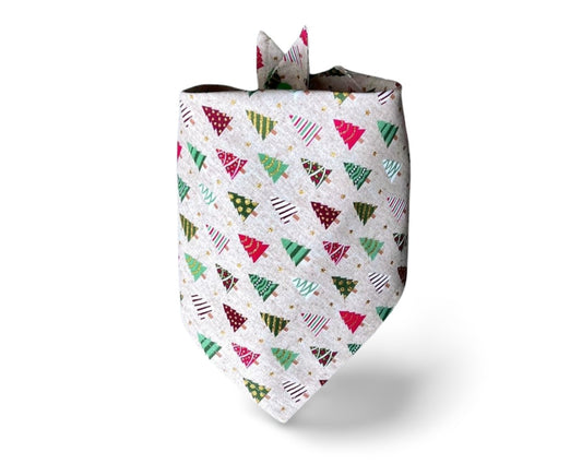 Snap On Mini Christmas Trees with Gold Sparkle Dog Bandana - Puppers Bowtique