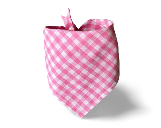 Snap on Easter Pink Check Bandana - Puppers Bowtique