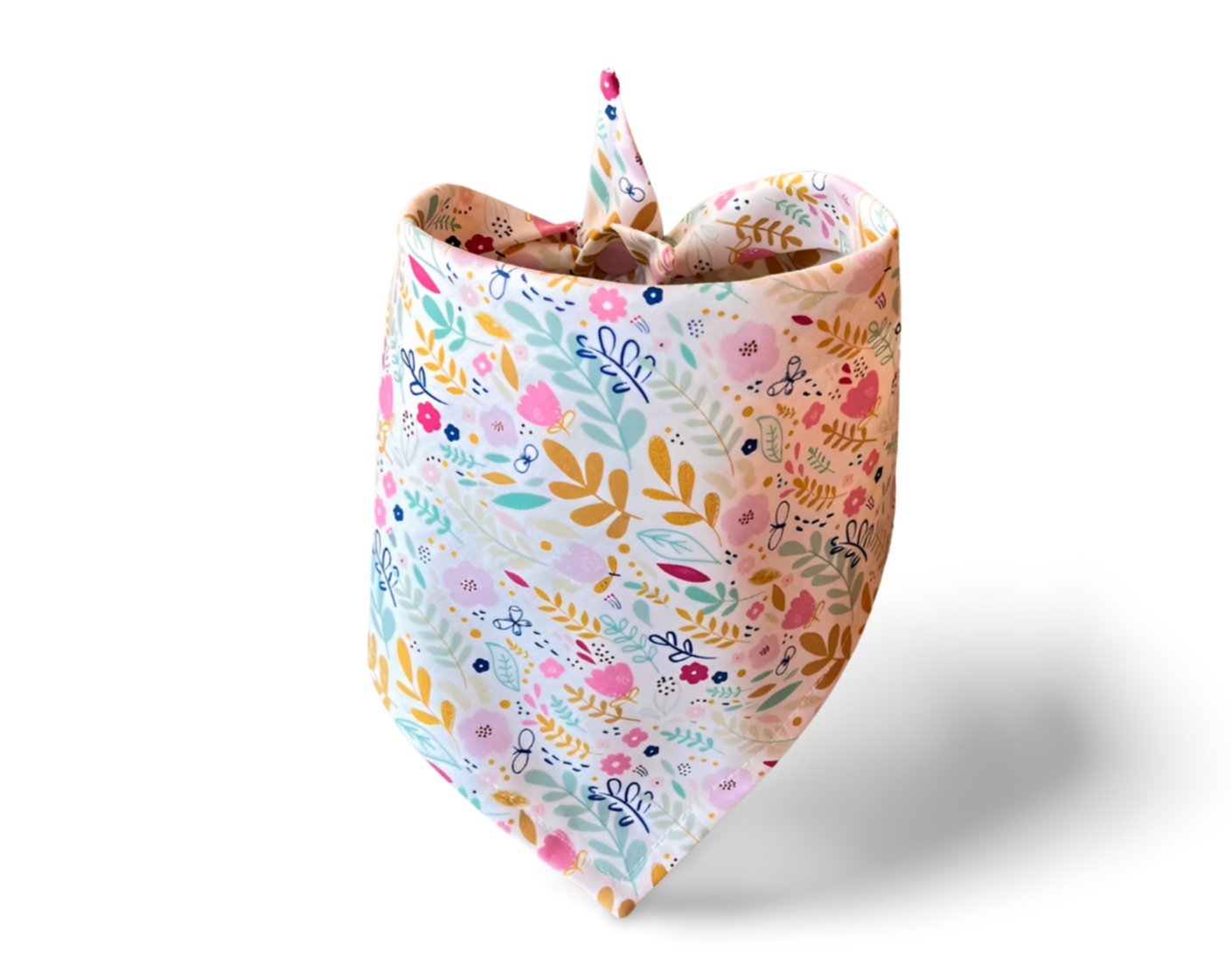 Snap On Pink Floral Vine Dog Bandana - Puppers Bowtique