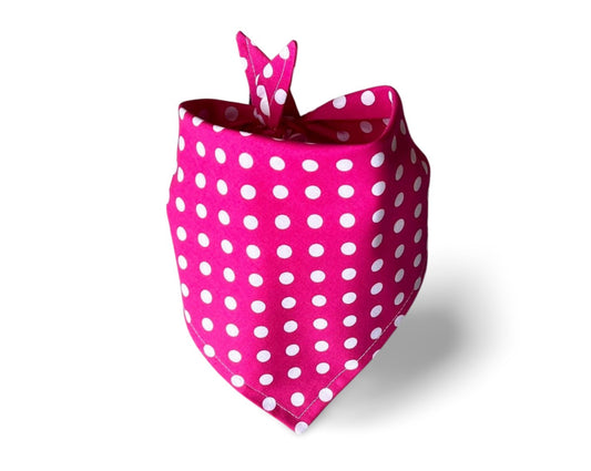 Snap On Pink With White Spots Dog Bandana - Puppers Bowtique