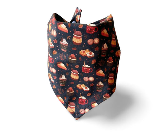Snap On Pumpkin Spice Dog Bandana - Puppers Bowtique