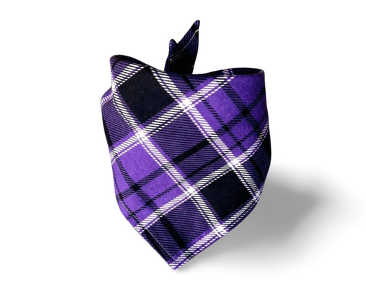 Snap On Purple Plaid Dog Bandana - Puppers Bowtique