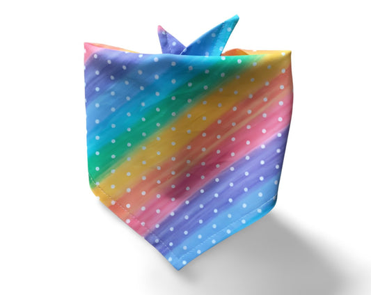 Snap On Rainbow Polka Dot Dog Bandana - Puppers Bowtique