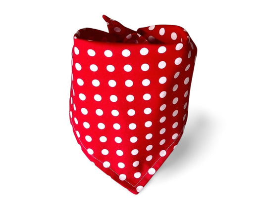 Snap On Red With White Spots Dog Bandana - Puppers Bowtique