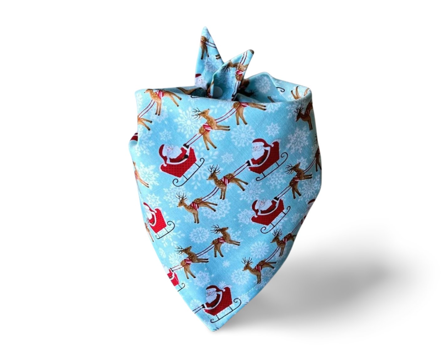 Snap On Santa & Reindeer Dog Bandana - Puppers Bowtique