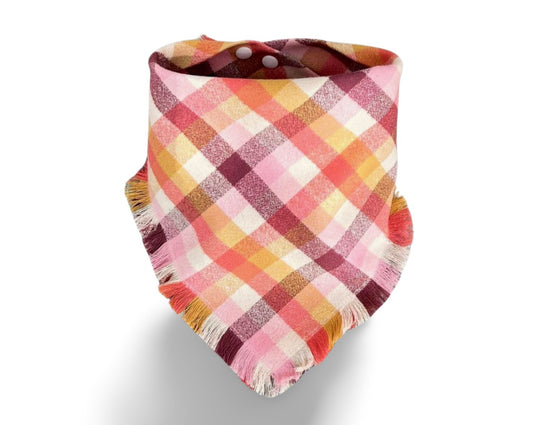 Fringed Sherbet Plaid Dog Bandana - Puppers Bowtique
