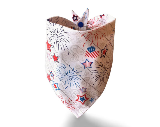 Snap On Glitter Stars & Stripes Dog Bandana - Puppers Bowtique