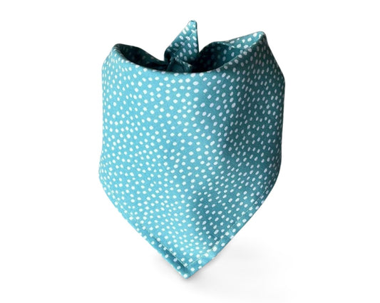 Snap On Teal With White Spots Dog Bandana - Puppers Bowtique