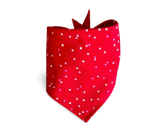 Snap On Tiny Hearts on Red Valentine's Day Dog Bandana - Puppers Bowtique