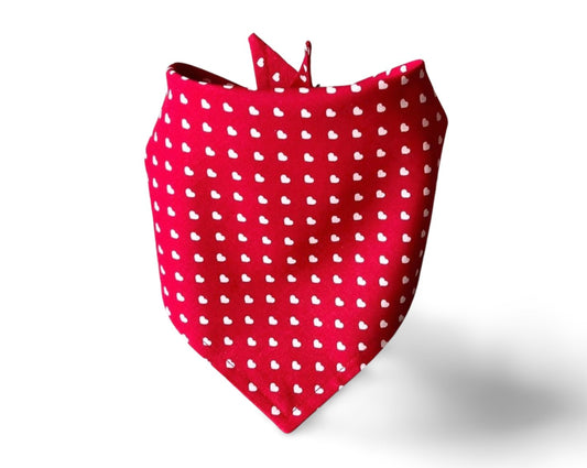 Snap On Tiny White Hearts on Red Valentine's Day Dog Bandana - Puppers Bowtique