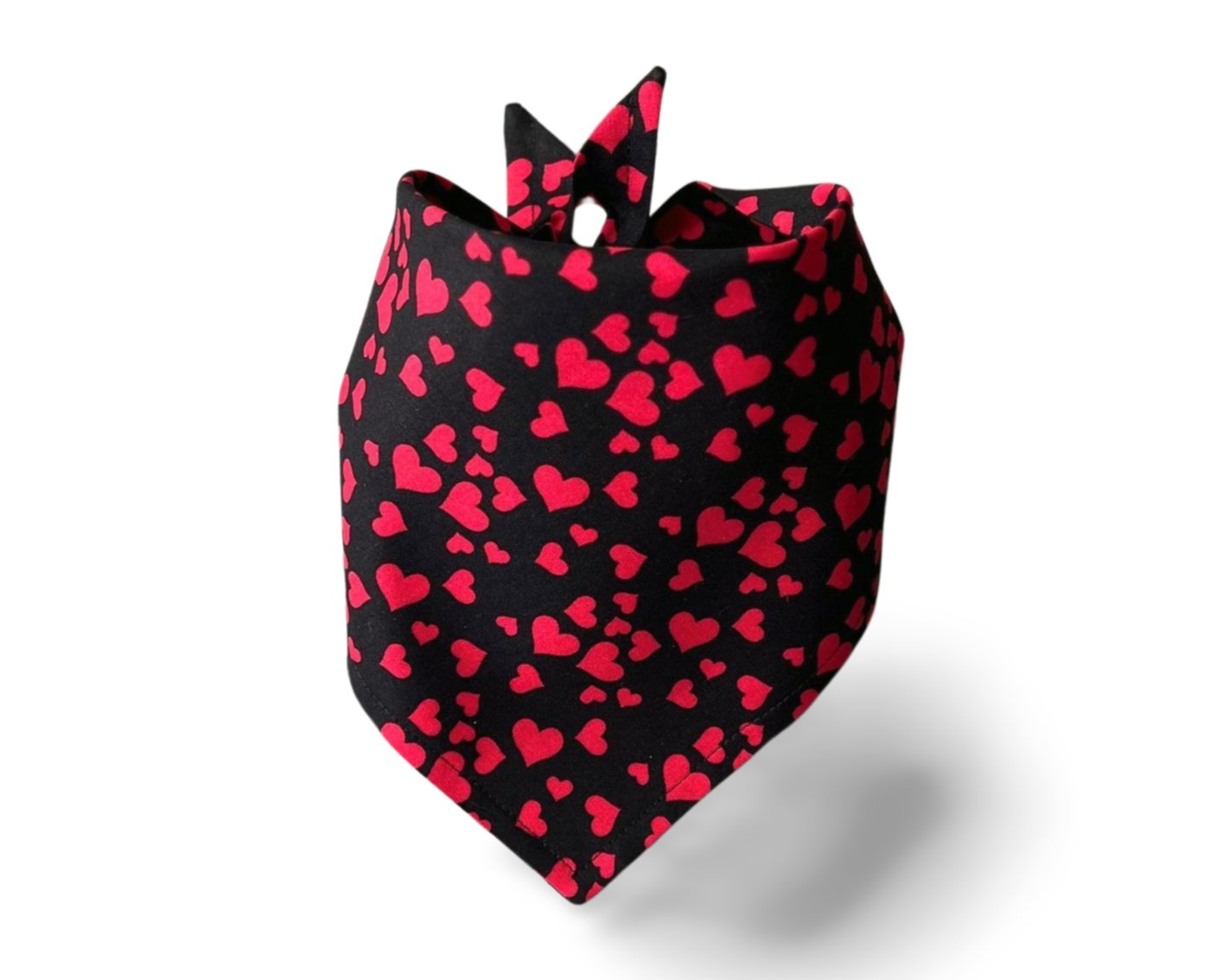 Snap On Tossed Red Hearts on Black Valentine's Day Dog Bandana - Puppers Bowtique