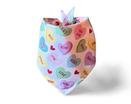 Snap On Valentine's Conversation Hearts Dog Bandana - Puppers Bowtique