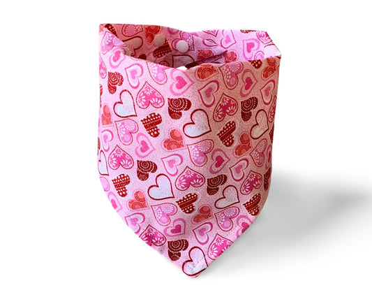 Snap On Valentine's Day Glitter Hearts Dog Bandana - Puppers Bowtique