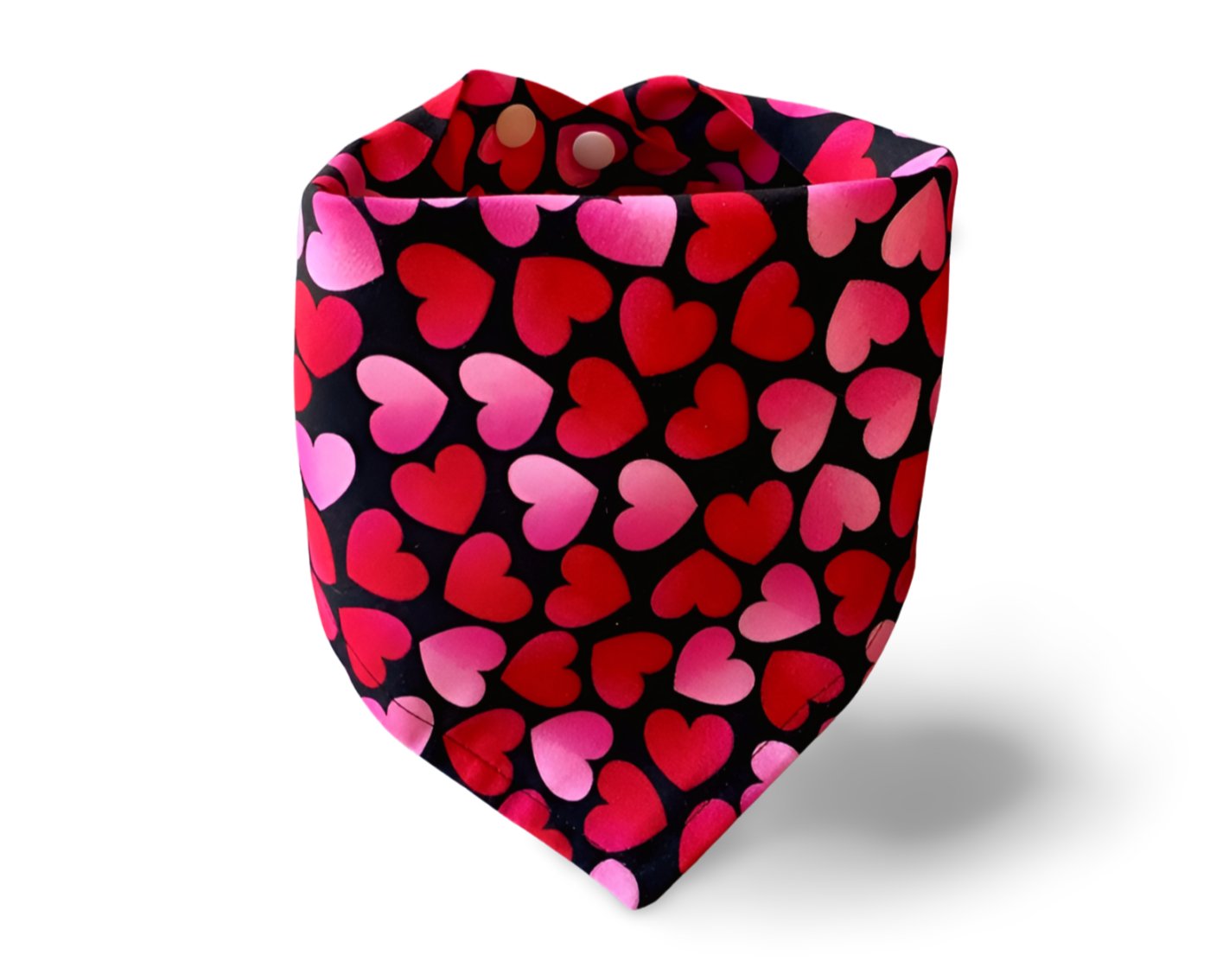 Snap On Valentine's Day Hearts on Black Dog Bandana - Puppers Bowtique