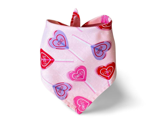 Snap On Valentine's Day Lollipop Dog Bandana - Puppers Bowtique