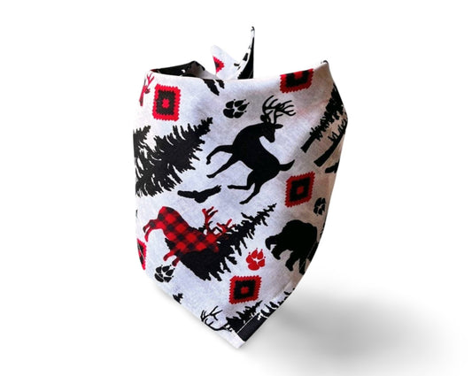 Snap On Winter Wildlife Dog Bandana - Puppers Bowtique