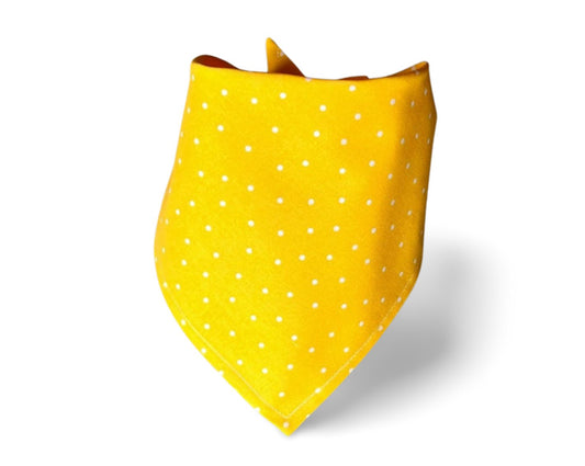 Snap On Yellow With White Spots Dog Bandana - Puppers Bowtique