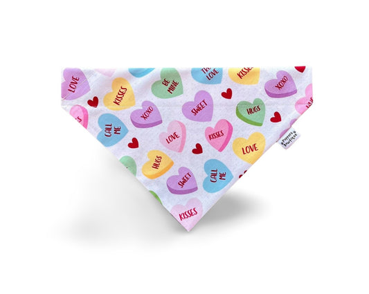 Over the Collar Conversation Hearts Dog Bandana - Puppers Bowtique