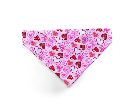 Over the Collar Glitter Hearts Dog Bandana - Puppers Bowtique