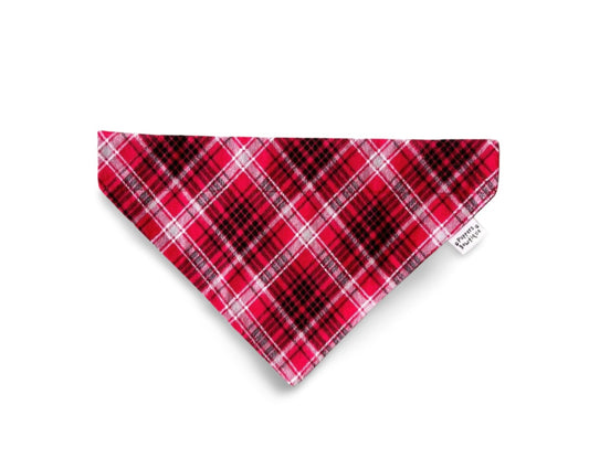 Over the Collar Red Plaid Dog Bandana - Puppers Bowtique