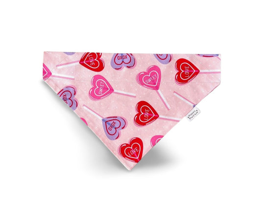 Over the Collar Valentine's Day Lollipop Dog Bandana - Puppers Bowtique