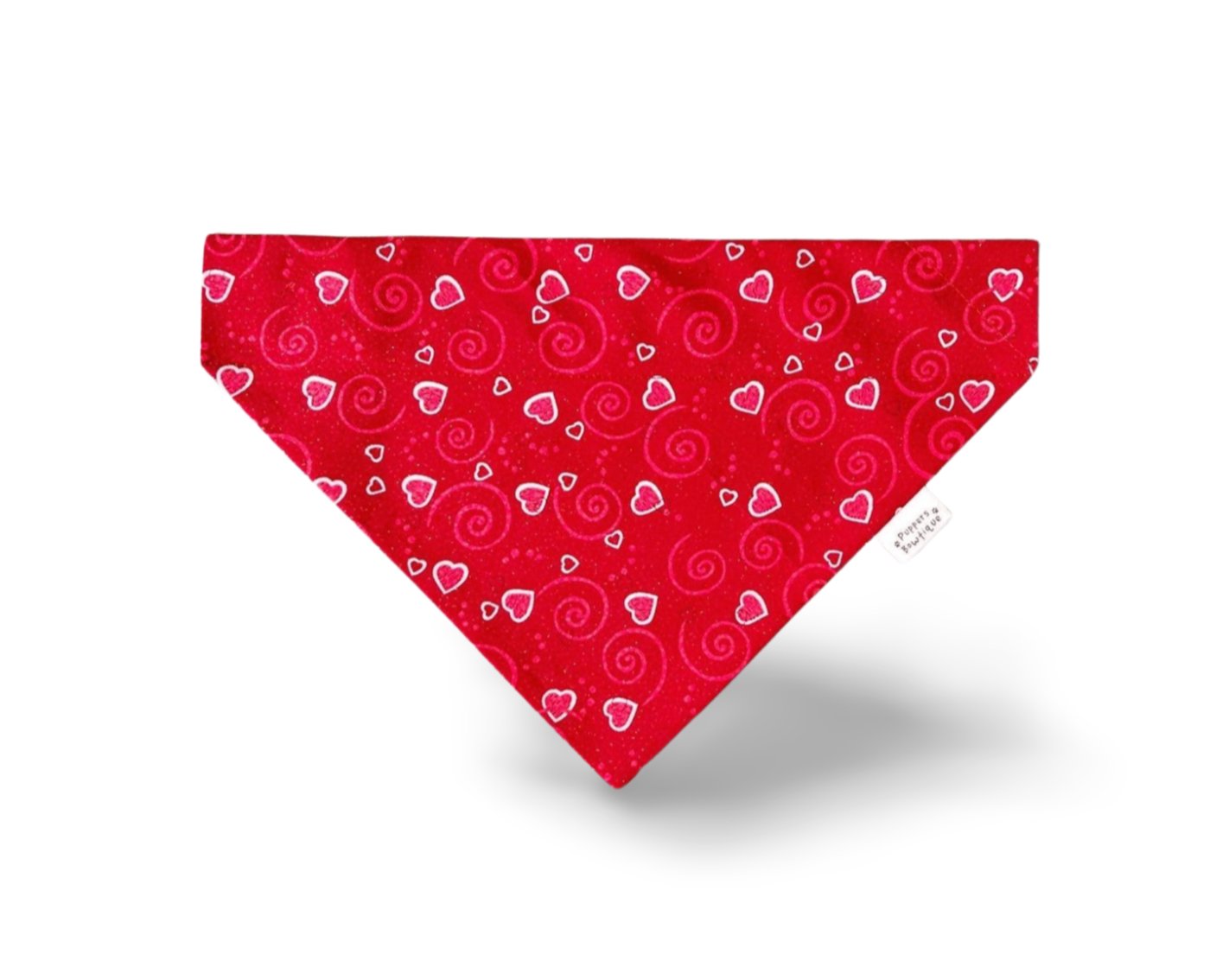 Over the Collar Valentine's Day Red Hearts and Swirls Dog Bandana - Puppers Bowtique