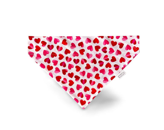 Over the Collar Valentine's Day Tiny Ombre Hearts Dog Bandana - Puppers Bowtique